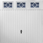 Wide Rib Horizontal garage door
with Waterford Windows