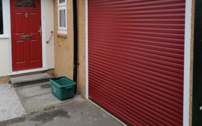 The red and white combination garage door